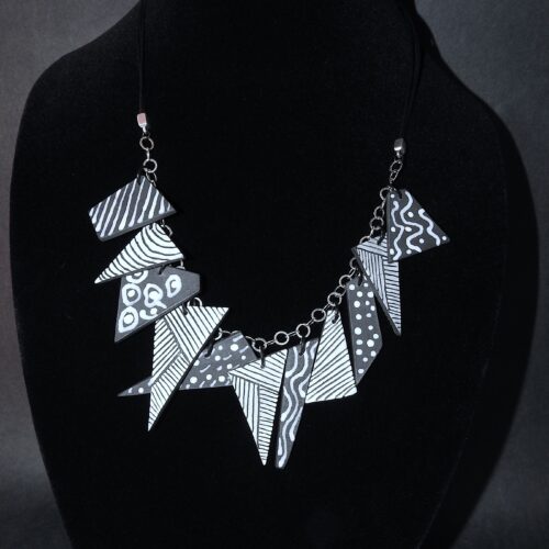 Triangle Necklace - Mixed Black and White