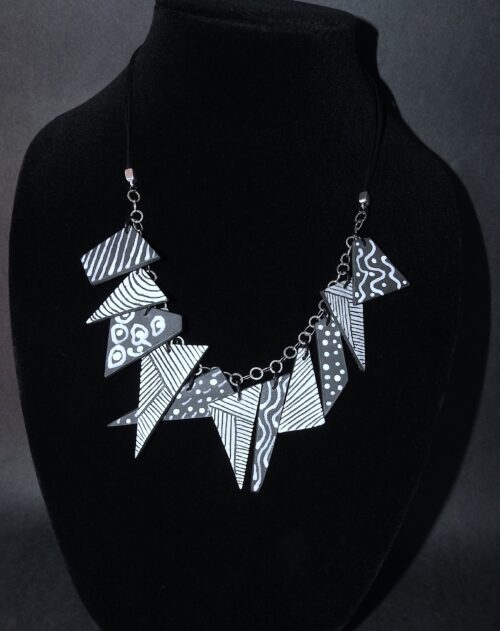 Triangle Necklace - Mixed Black and White